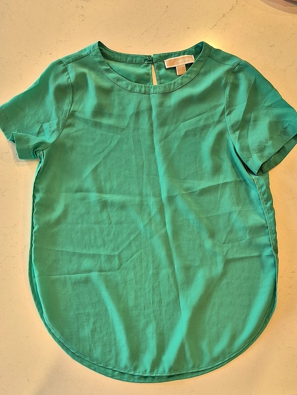 Michael Kors Short Sleeve Blouse in Green Size Small Like New